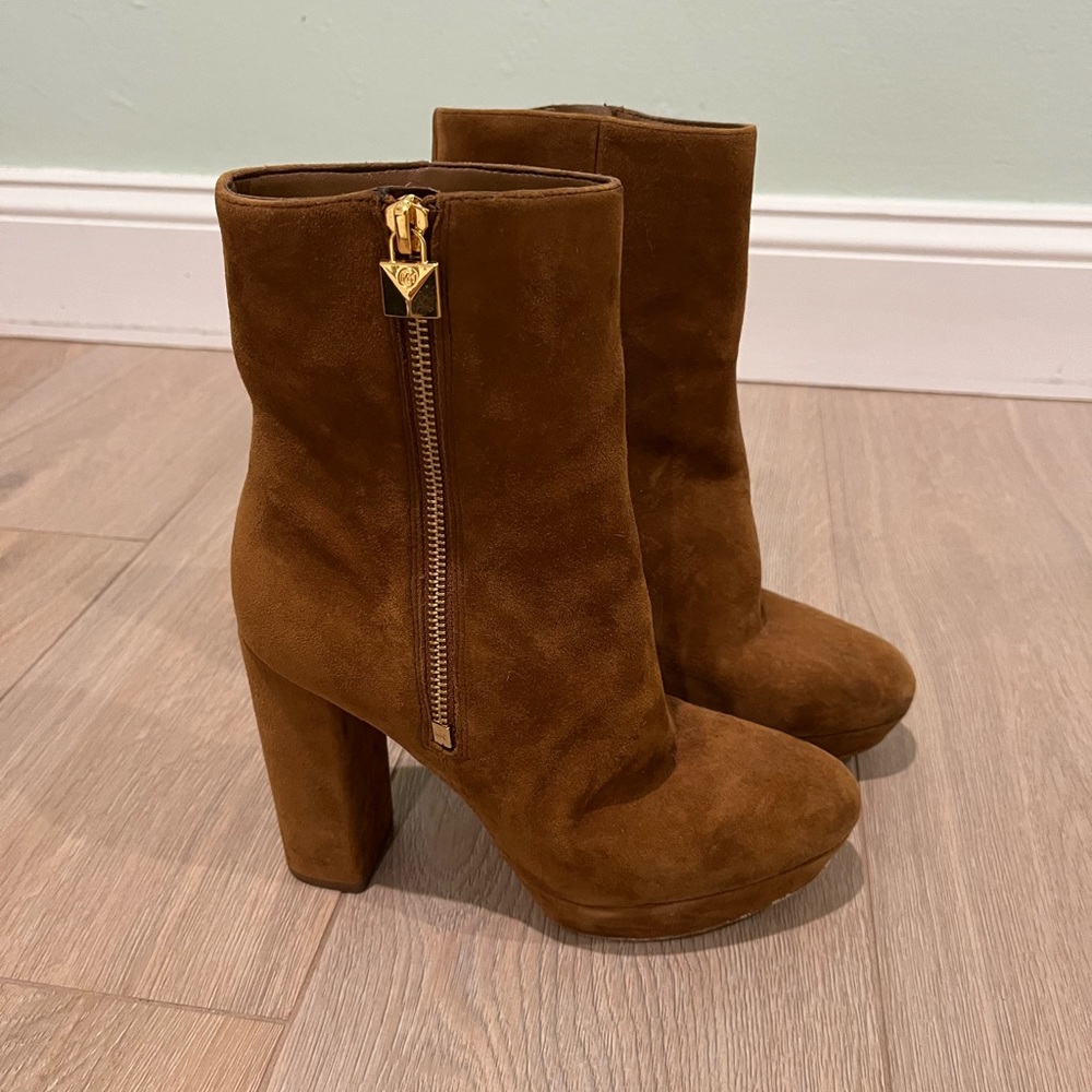 MK suede heel booties